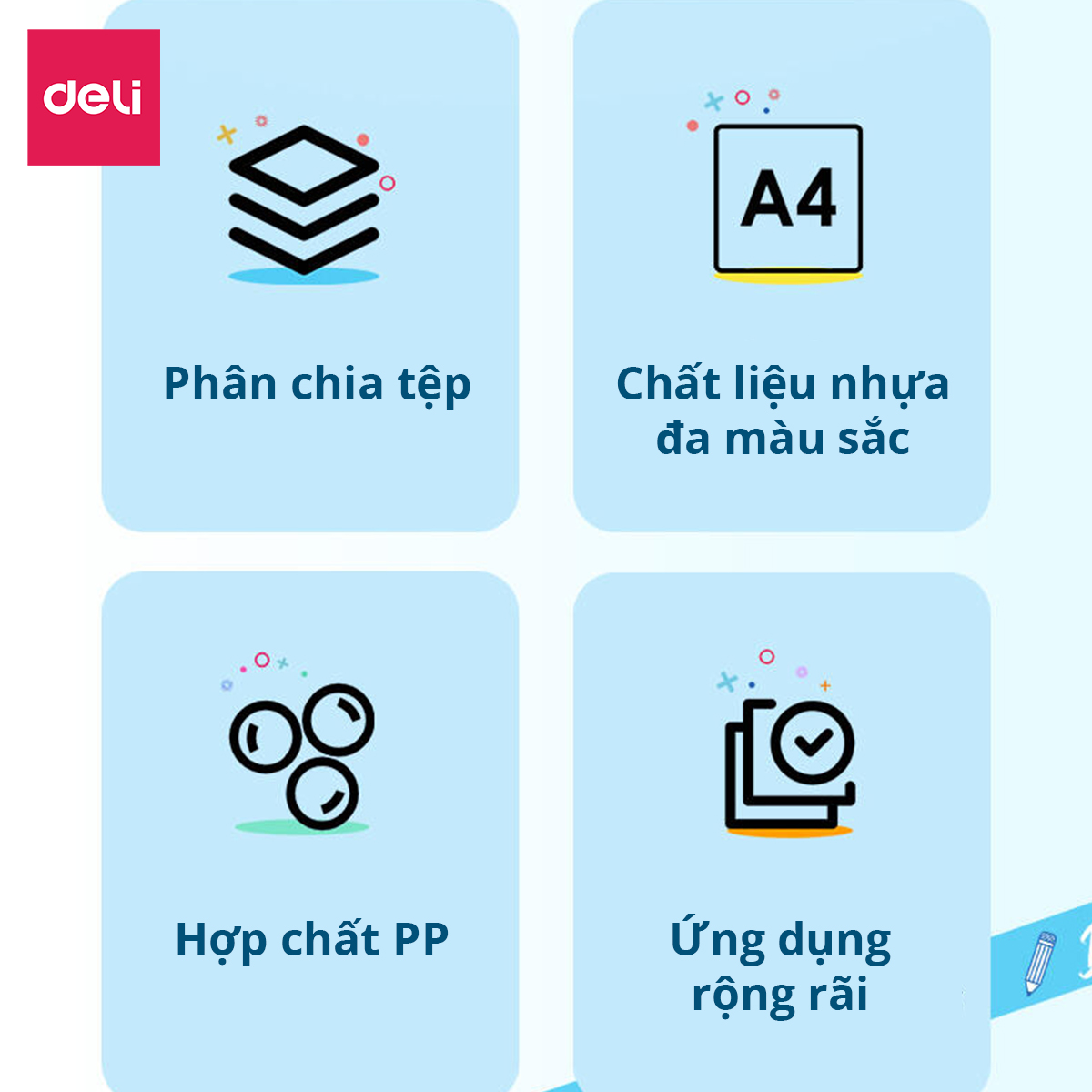 Cặp tài liệu mở rộng 13 ngăn Deli - cặp học sinh - trong suốt - file đựng tài liệu - 1 chiếc - 72563