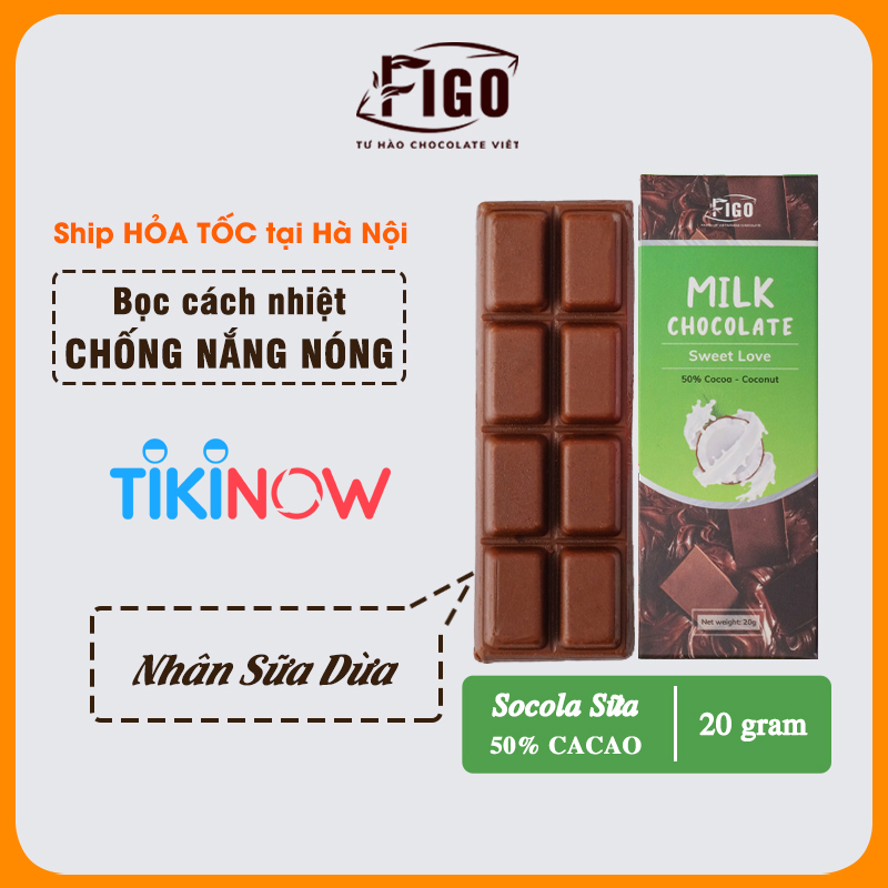 [ƯU ĐÃI] 15 Hộp Socola sữa 50% Cacao MIX ĐỦ 7 VỊ FIGO | Milk Chocolate 50% Cacao 20gr