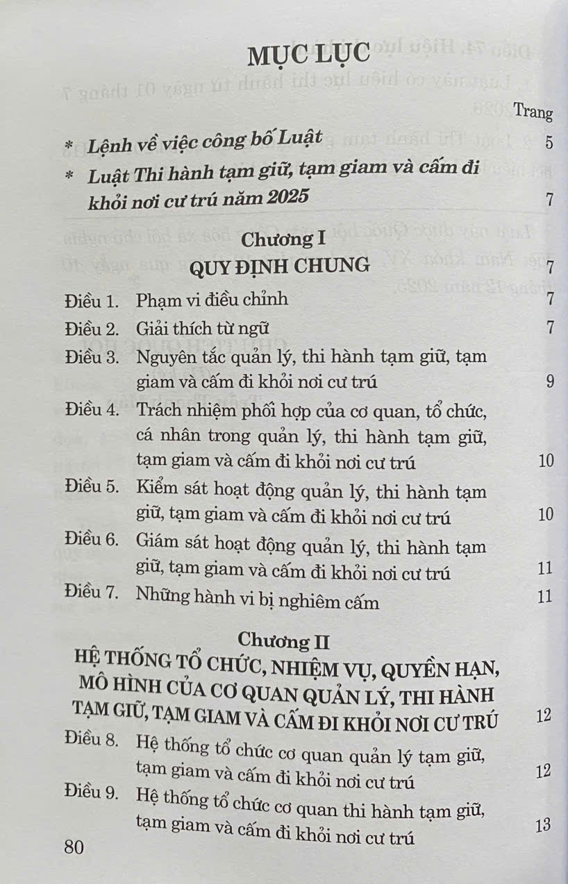 Luật Thi Hành Tạm Giữ, Tạm Giam Và Cấm Đi Khỏi Nơi Cư Trú Năm 2025