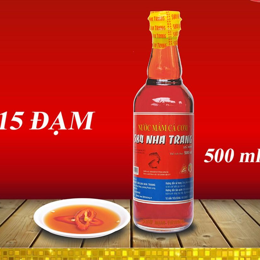Thùng 20 chai Nước mắm Cá cơm 15 độ đạm- 584 Nha Trang, Chai 500ml