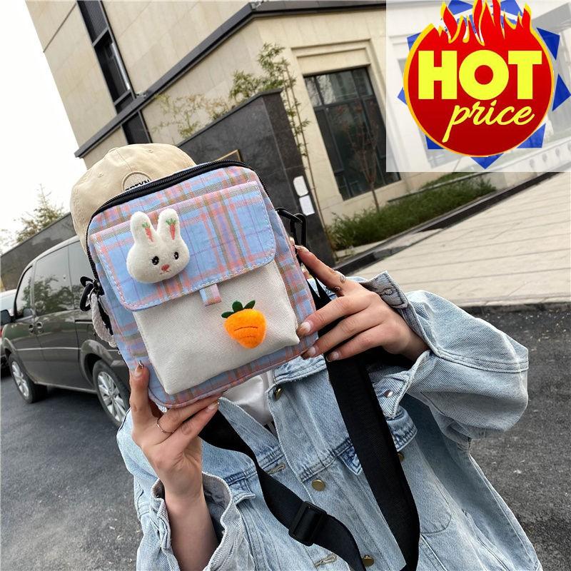 Túi Vải Canvas Đeo Chéo Nhật Bản ️ HOTTREND ️ Túi đeo chéo kẻ caro mini nữ thời trang tặng sticker TN76