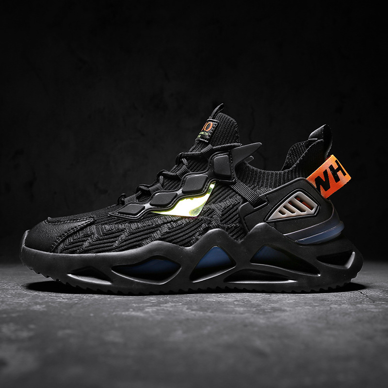Giày Thể Thao Nam GEMI - Giày Sneaker Màu Đen - Trắng, Giày Thể Thao Dệt Kim, Nhẹ Nhàng, Êm Ái - G5441