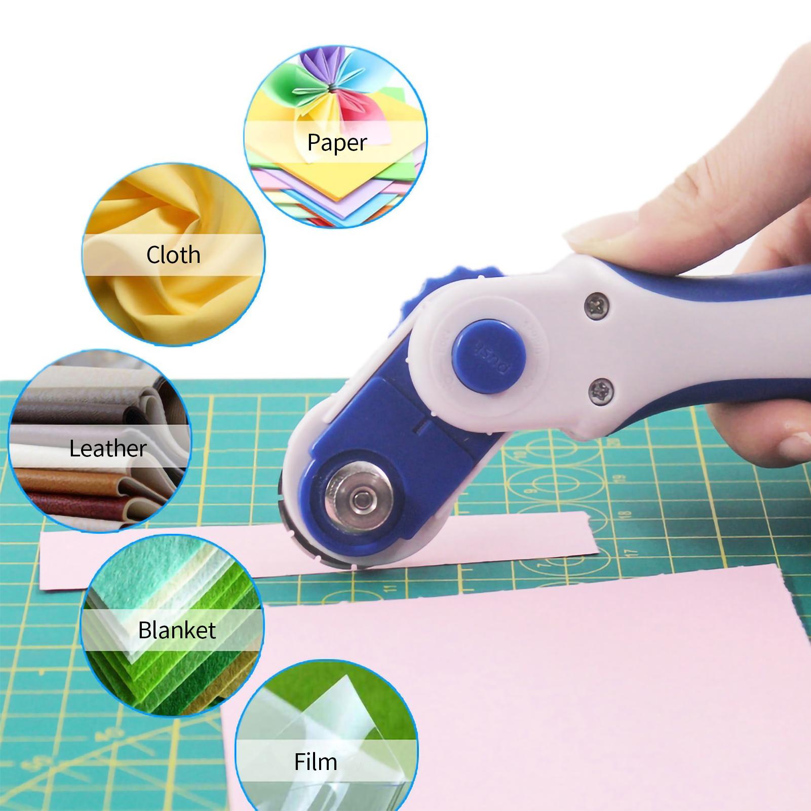 Rotary Cutter 3in1 Cutting Machine with 3pcs Replacement Blades Ergonomic Rubber Handle Rolling Cutter with Safety Lock