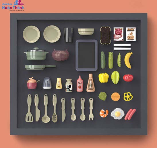 Đồ chơi nhà bếp mô phỏng đồ dùng nhà bếp nếu ăn trẻ em 2 đến 6 tuổi cao 72cm