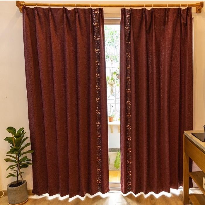 Rèm cửa cao cấp chống nắng, cách nhiệt màu đỏ đô KT4064 & HOME006