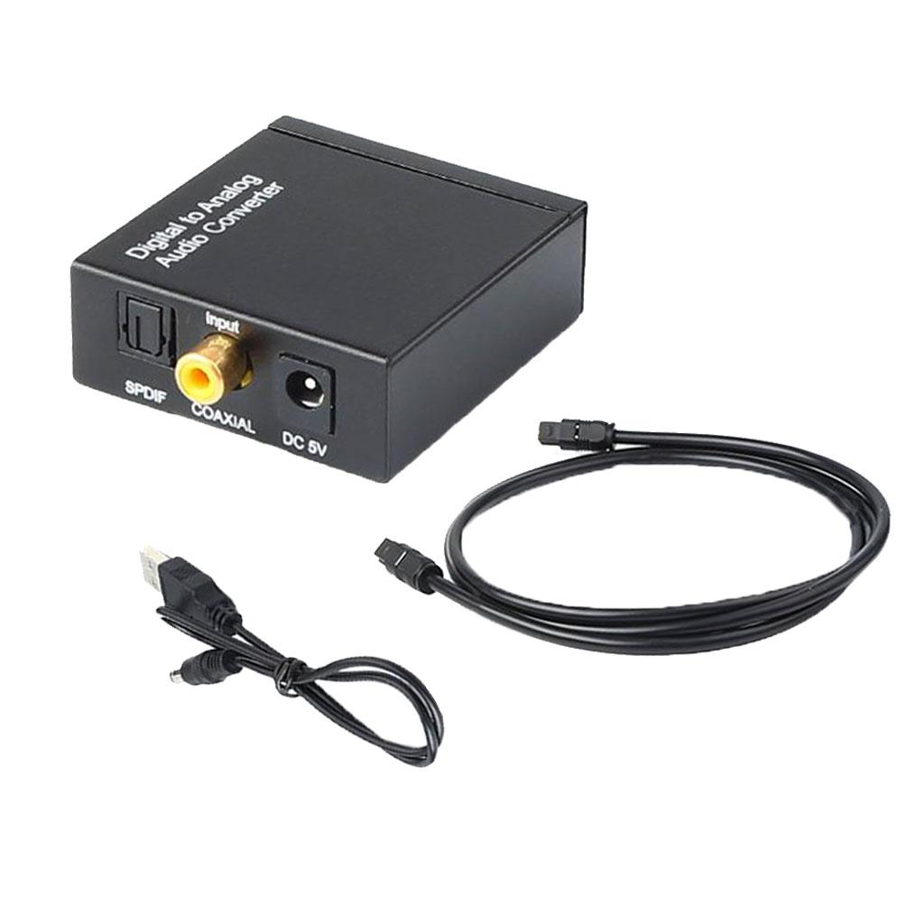 Digital to Analog Converter DAC Digital SPDIF Toslink to Analog Stereo Audio L/R Converter Adapter with Power Supply +Fiber Cable for PS3 HD DVD PS4 Home Cinema Systems AV Amps