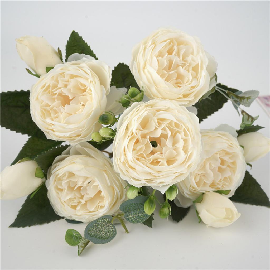 1 Pair Artificial Peony Silk Flower Bouquet for Wedding DIY Home Decoration