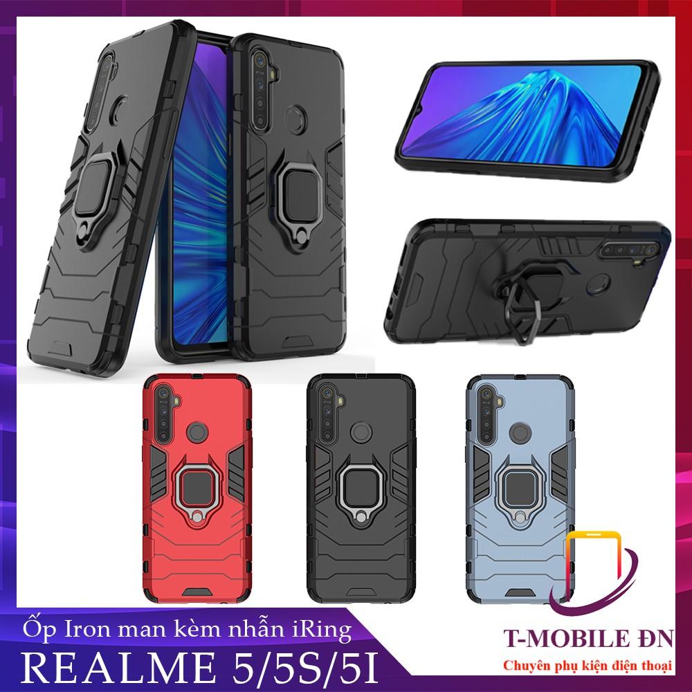 Ốp lưng cho Realme 5 5i 5s iron man chống sốc kèm nhẫn xoay chống xem video bảo vệ camera