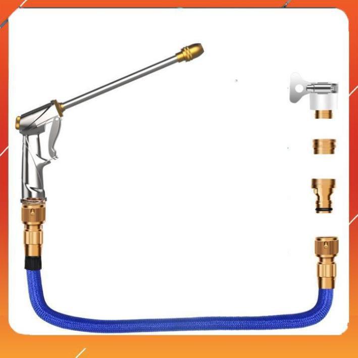 Bộ dây và vòi xịt tăng áp lực nước  rửa xe tưới cây loại 5m (dãn nở 15m)  206733