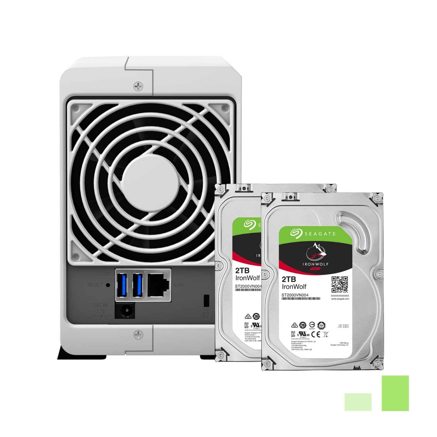 Combo Thiết bị lưu trữ mạng NAS Synology DS220J + 2HDD Seagate 2TB Ironwolf - Hàng chính hãng 100%