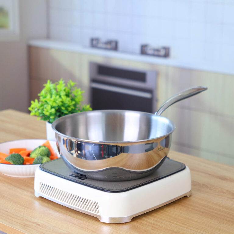 Chảo Inox Sâu Lòng Nanomax Seka 24cm SK-9024 28cm SK-9028 Kèm Vung Kính - 3 Lớp Toàn Diện - Dùng Mọi Loại Bếp - Hàng Chính Hãng