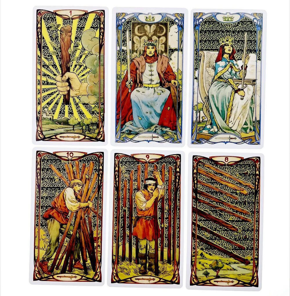 [Size Gốc] Bộ Bài Golden Art Noveau Tarot 78 Lá Bài 7x12 Cm Đá Thanh Tẩy