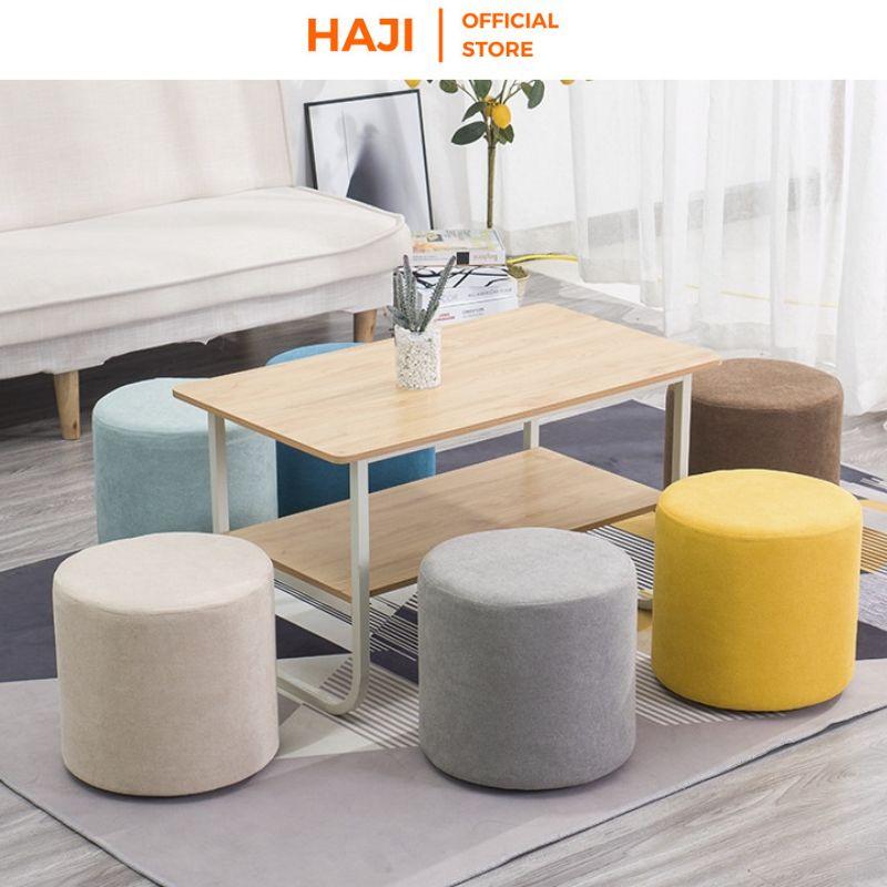 Ghế đôn sofa HAJI chân ghế chống trượt không gây trầy xước sàn nhà, Ghế đôn mini đa năng nhiều màu lưạ chọn D14