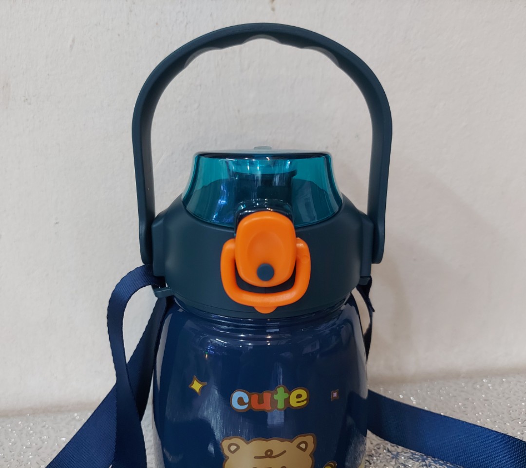 Bình giữ nhiệt cute có dây đeo có ống hút inox 304 tặng sticker 1100ml Bình giữ nhiệt cho bé có ống hút dễ thương