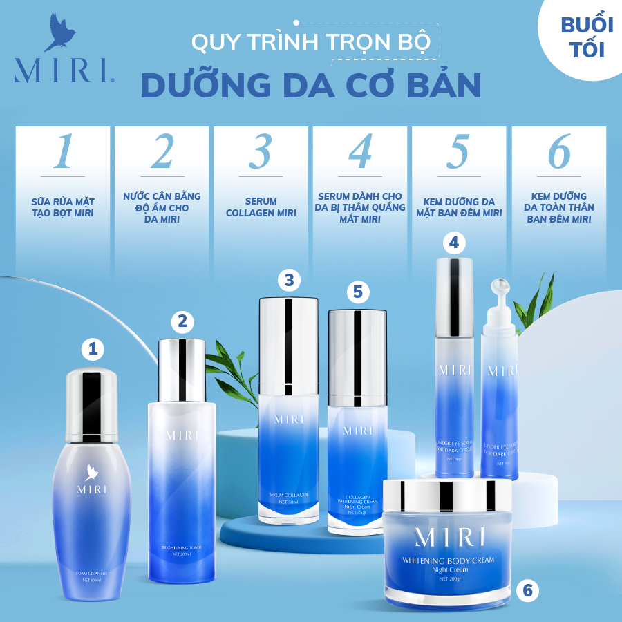 COMBO CHỐNG LÃO HÓA: Serum Collagen MIRI  30ml &amp; Under Eye Serum For Dark Circles MIRI 10gram