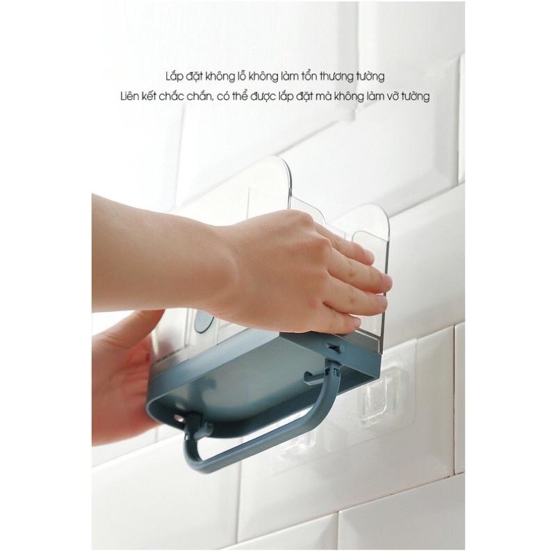 Hộp đựng muỗng đũa dán tường có móc và thanh treo khăn- kệ đựng đũa muỗng, ống cắm đũa thìa để được 2 kiểu: đứng và treo
