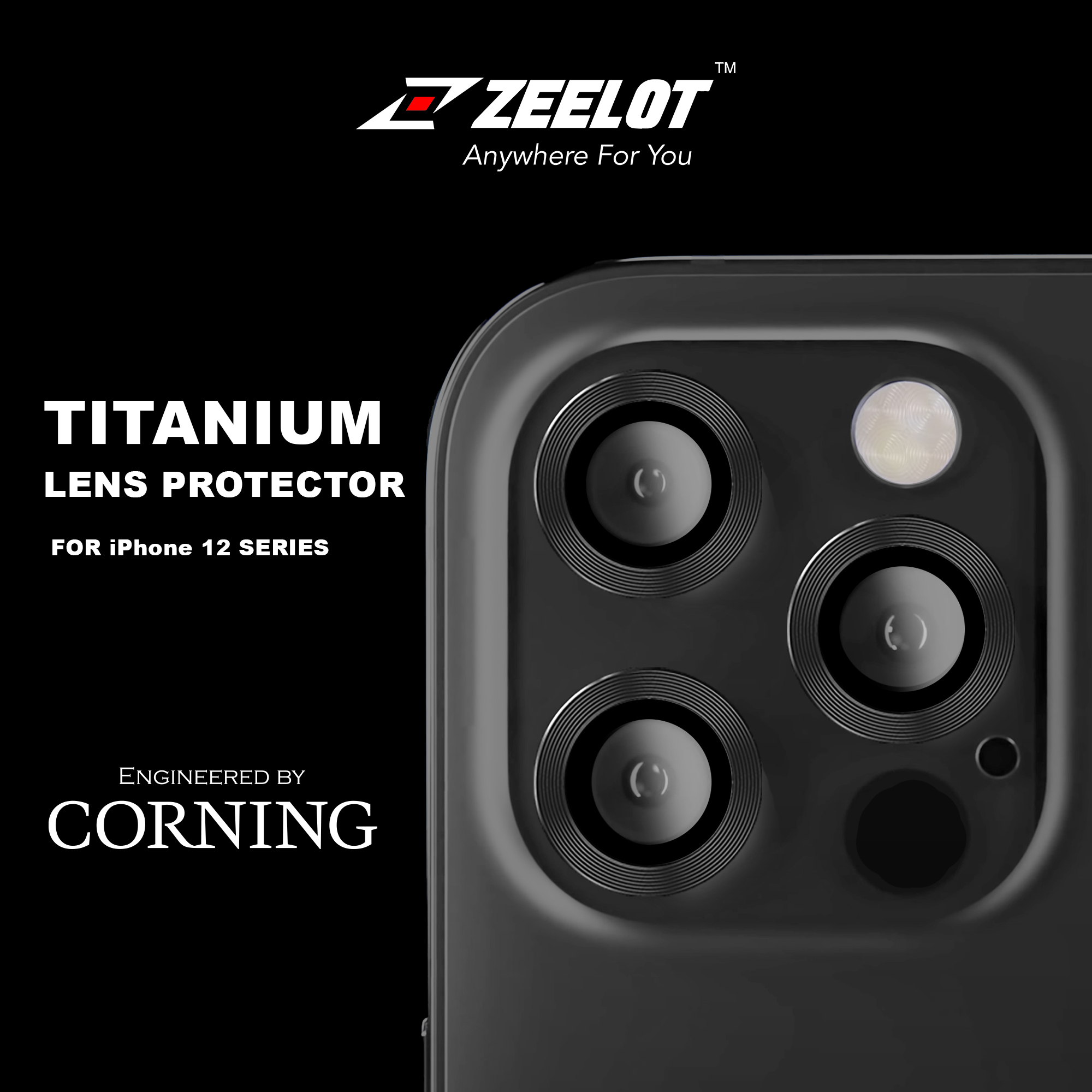 Kính Cường Lực Camera Lens Zeelot Titanium Dành Cho iPhone 12 Promax/ 12 Pro_ Hàng Chính Hãng