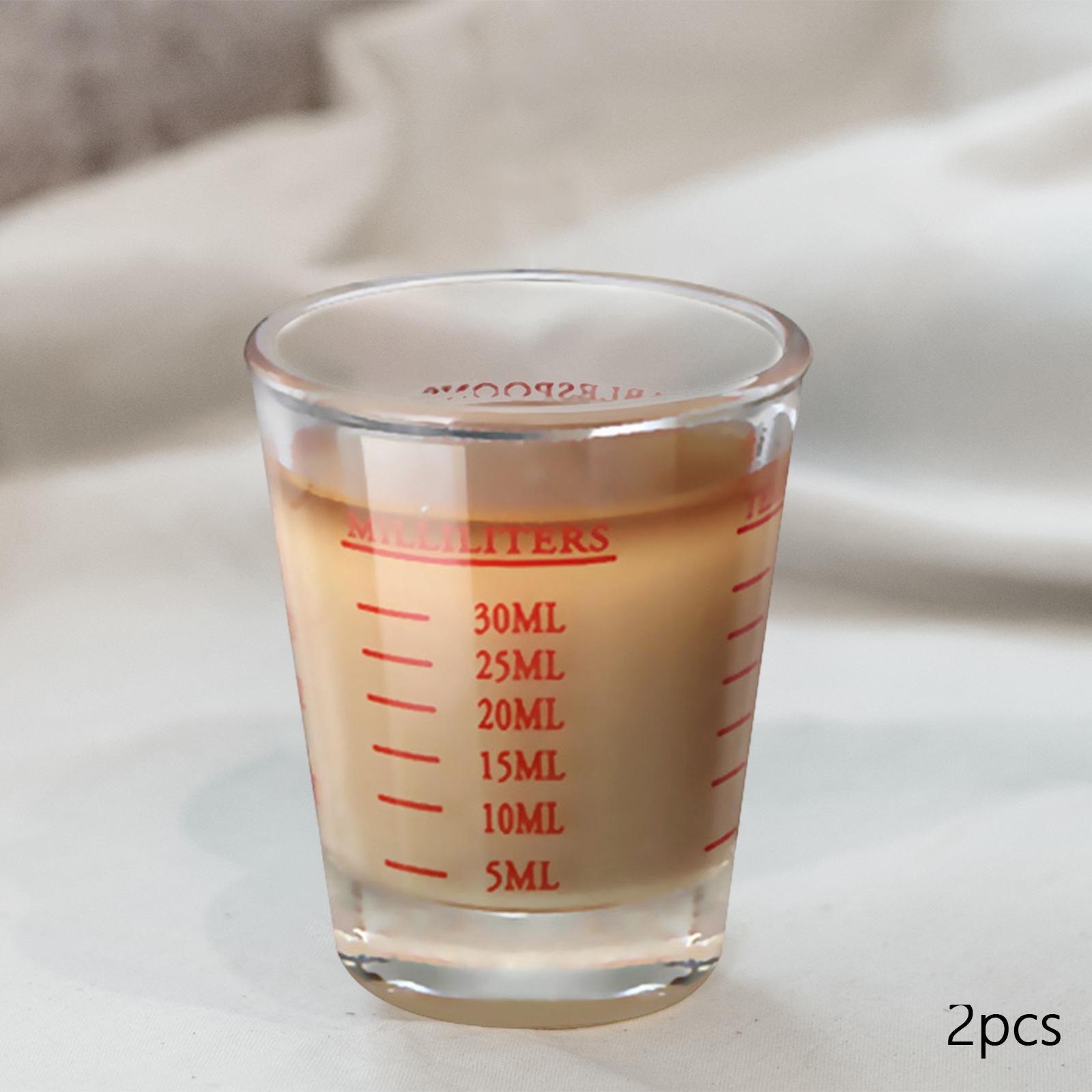 2x Clear Glass with Scale Glass Measuring Cup for Cafe