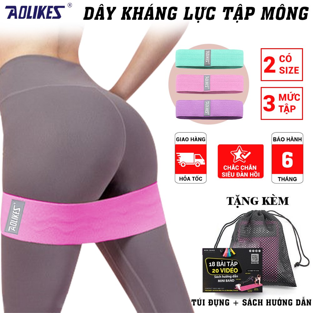 Bộ 3 dây kháng lực tập cơ mông đùi chân Hip Resistance bands Aolikes YE-3604