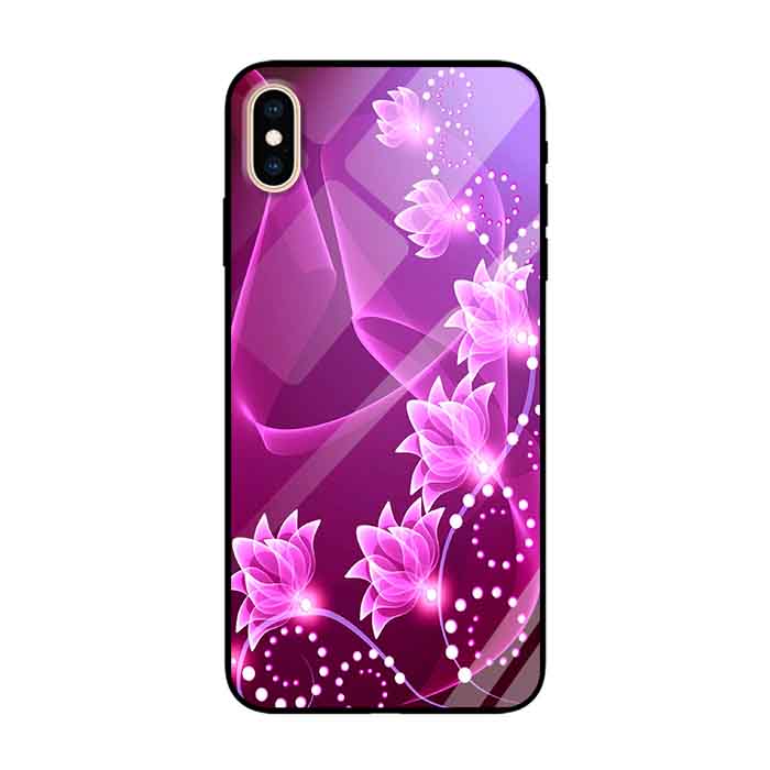 Ốp lưng kính cường lực cho iPhone Xs Max Nền Họa Tiết 3D Hồng - Hàng Chính Hãng