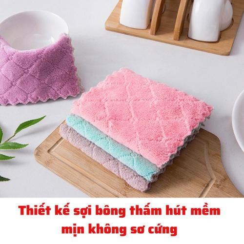 Khăn lau tay nhà bếp khăn lau bếp đa năng hai mặt siêu thấm hút dầu mỡ cực tốt chất liệu sợi bông mềm mại cao cấp