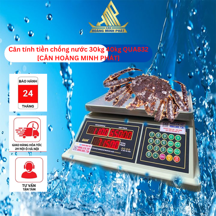 Cân điện tử tính tiền chống nước - cân hải sản, thủy sản 30kg 40kg QUA832