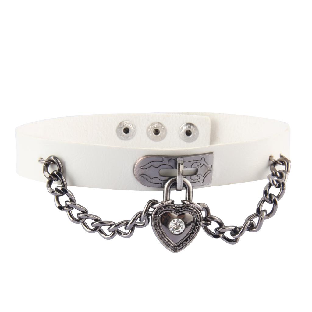 Vintage Fashion PU Choker Necklace Love Heart Alloy Pendant Collar