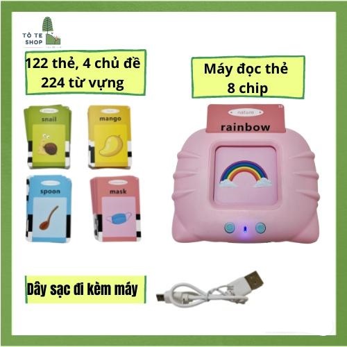 Máy đọc thẻ tiếng Anh 112 Flashcard cho bé, thẻ học 224 từ vựng tiếng Anh, máy đọc thẻ từ vựng tiếng Anh con mèo