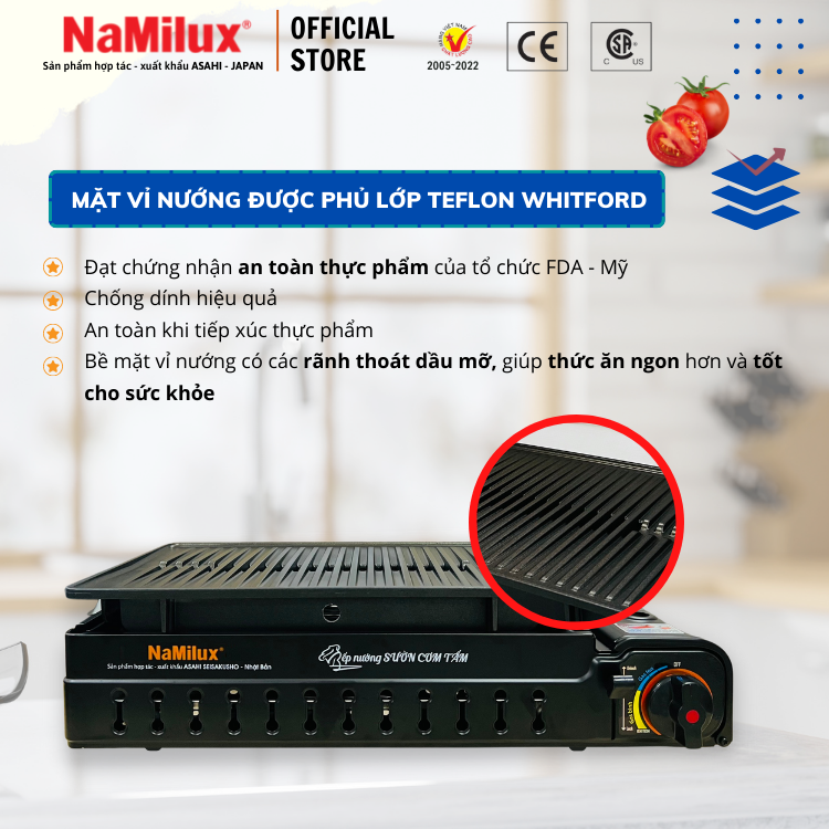 Bếp Nướng Tích Nhiệt NaMilux GM3053PF Size Lớn│BBQ, Camping, Dã Ngoạ│Vỉ Chống Dính Teflon - Whitford│Van An Toàn 2S Double Safety│Hàng Chính Hãng