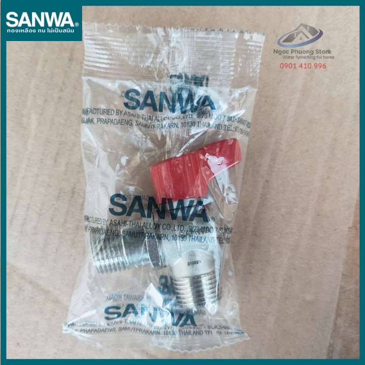 [SANWA THÁI LAN] Van bi góc 2 răng ngoài Phi 21mm (1/2&quot;) Sanwa nhập khẩu - ABV15MM