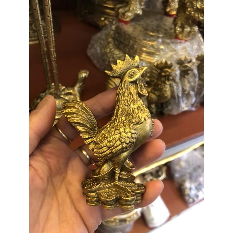 Con gà trống đồng thau vàng cao 20cm