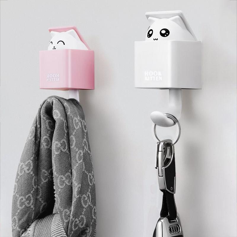 Creative Cute Hidden Cat Wall Hanging Hook for Clothes Hat Scarf Key Cute Animals Hanger Rack Wall Decoration Free Punching