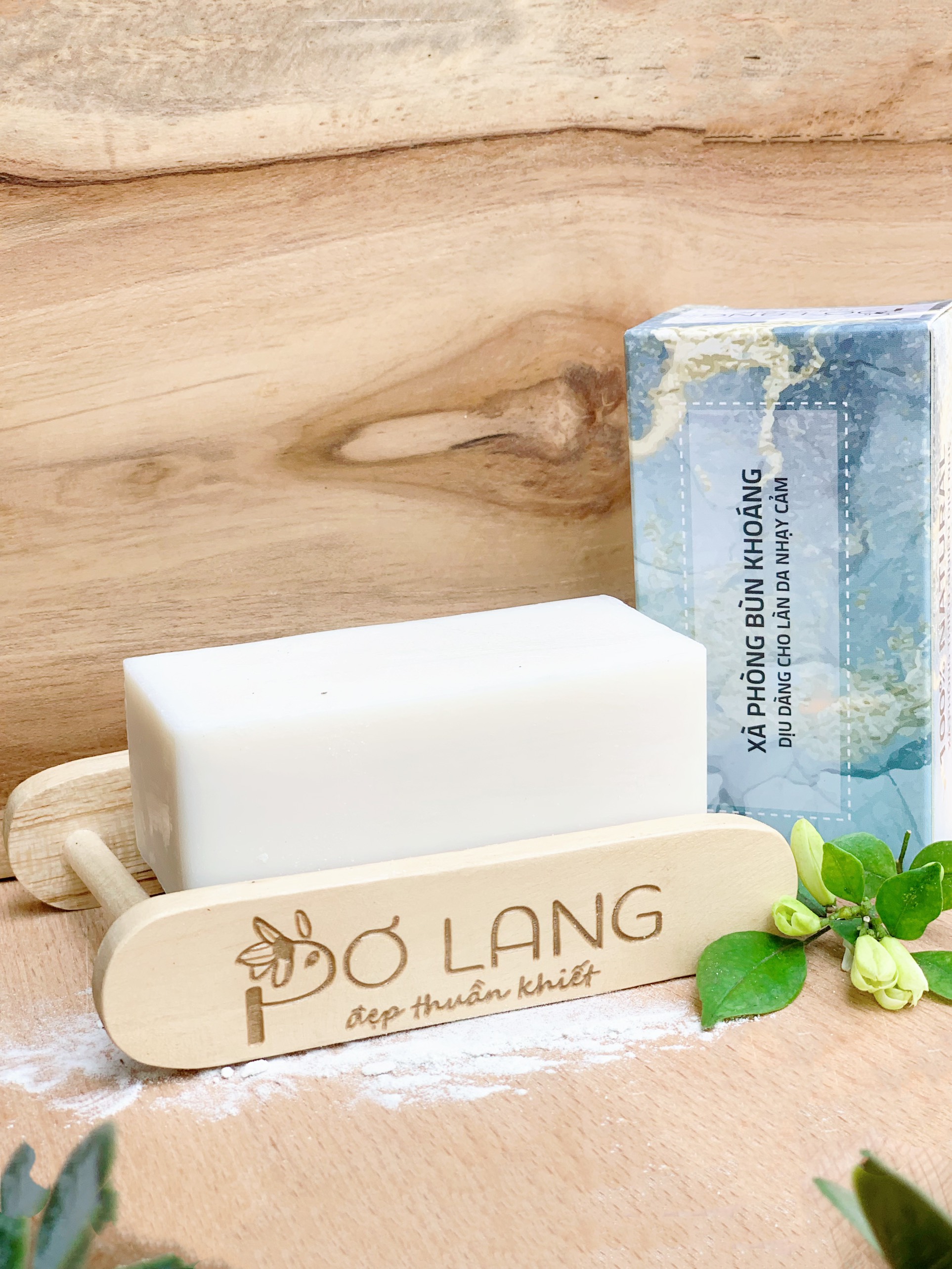 Xà phòng giảm mụn lưng Bùn khoáng dưỡng da Pơ Lang bánh 100gam