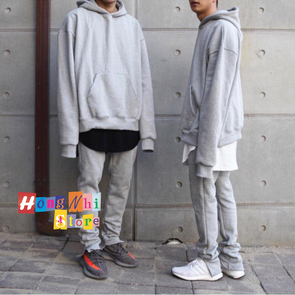 Áo Khoác Hoodie Trơn Ulzzang Unisex Màu Xám Chất Nỉ Bông Cao Cấp Dáng Rộng Nam Nữ - MM