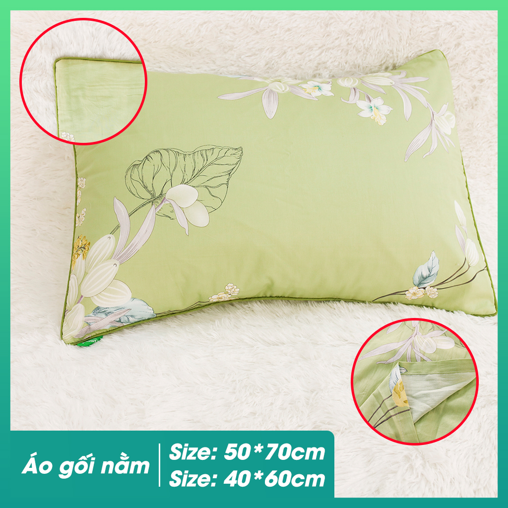 Vỏ Gối Nằm Amanda HQ2027, chất liệu cotton lụa satin Hàn Quốc mềm mịn thoáng mát êm ái cho người dùng