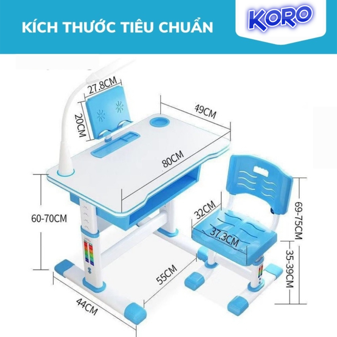 bộ bàn học sinh chống gù chống cận thông minh cho trẻ em k80 có thể điều chỉnh độ cao ngăn bàn lớn