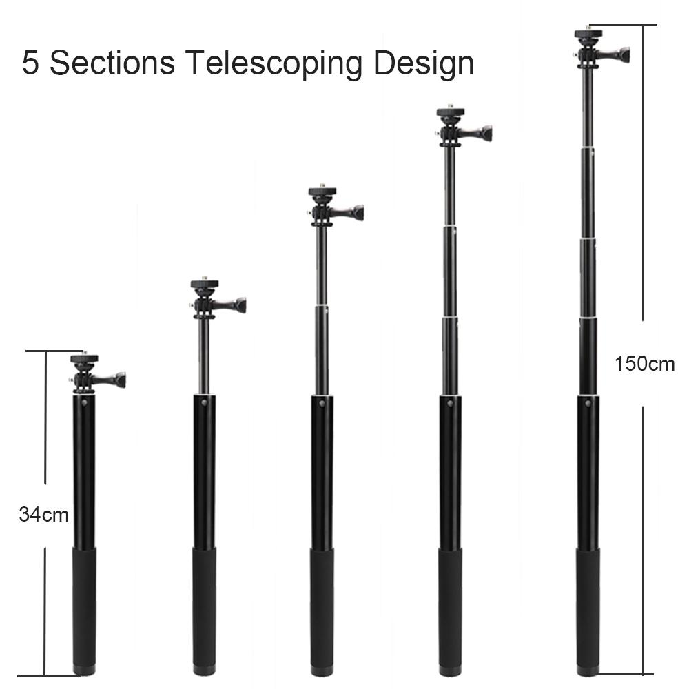 Gậy chụp ảnh tự sướng Vlog Giá đỡ bằng hợp kim nhôm Chiều dài có thể mở rộng tối đa 150cm với vít 1/4 inch
