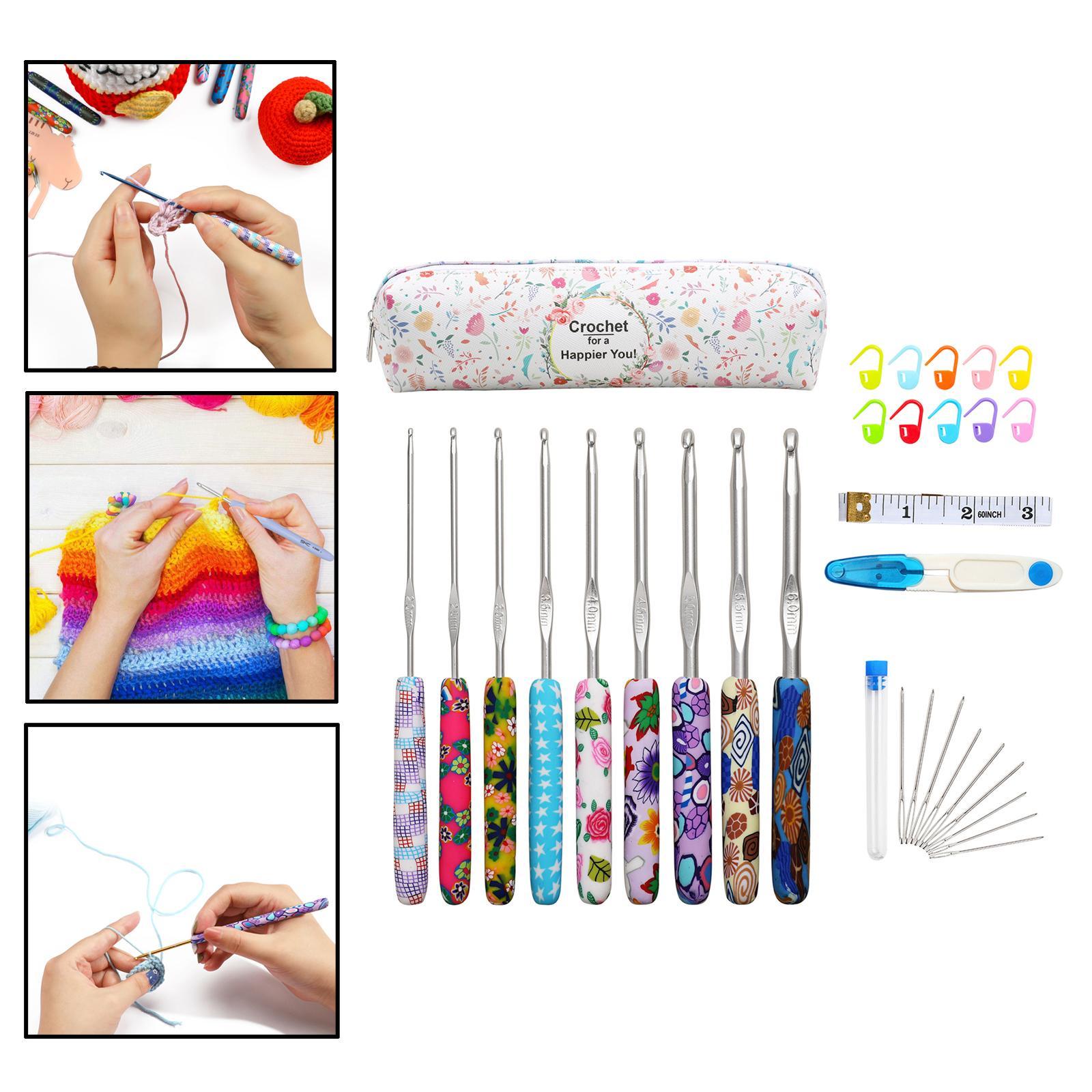 31Pcs Crochet Hook Kit Yarn Knitting Hooks + Case 9-Sizes for Beginners