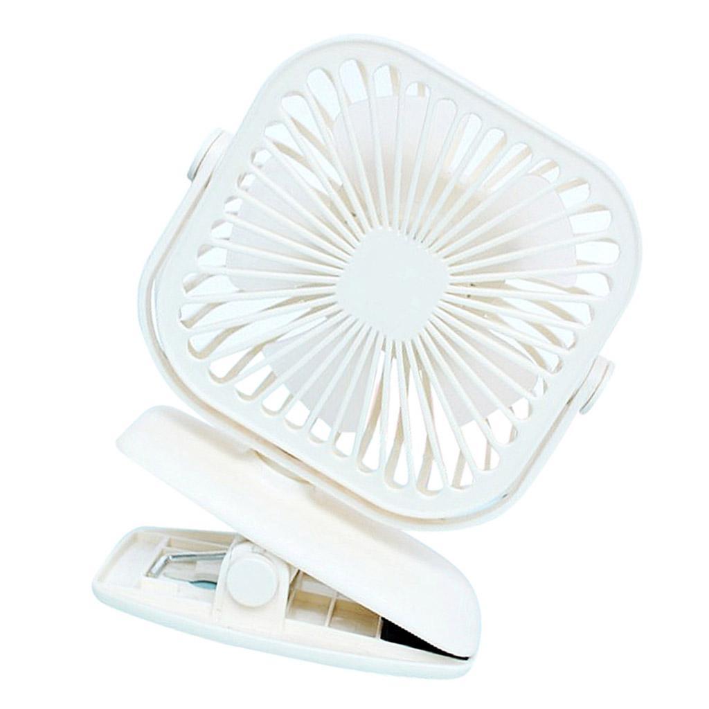 USB Mini Fan Rechargeable Clip Desktop Speed 600mAh Battery