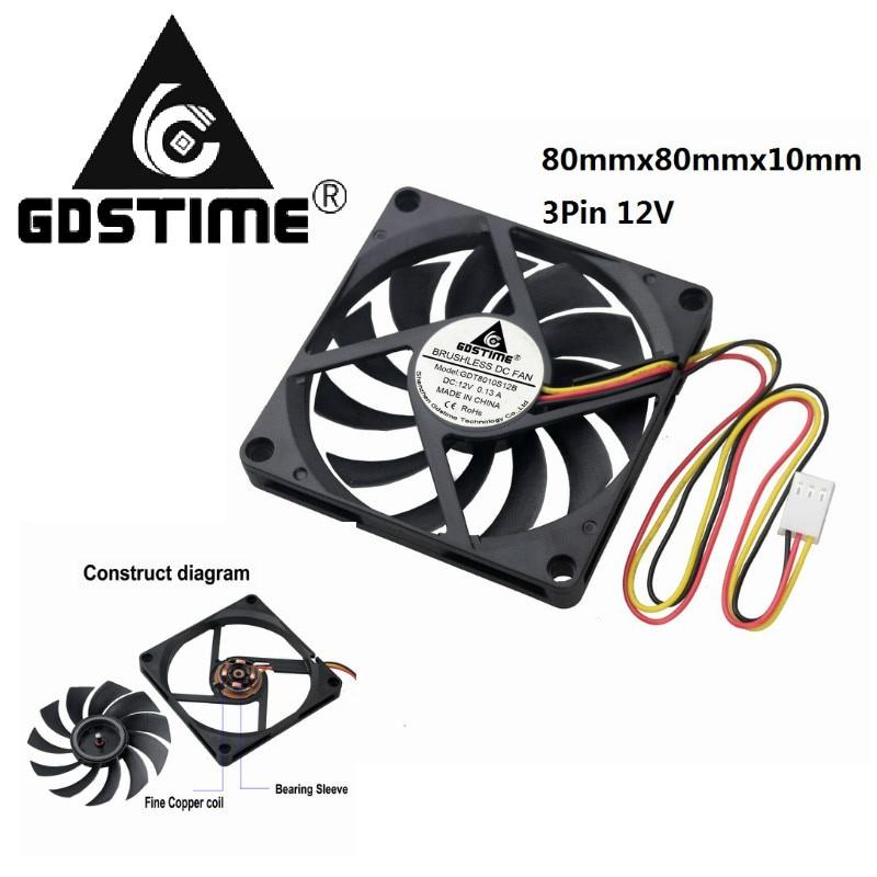 【 Ready stock 】1 Pieces Gdstime 80mmx80mmx1mm Cooling Fan 80mm x 1mm DC 11V 3Pin Three Wires For PC CPU Case Cooler 801