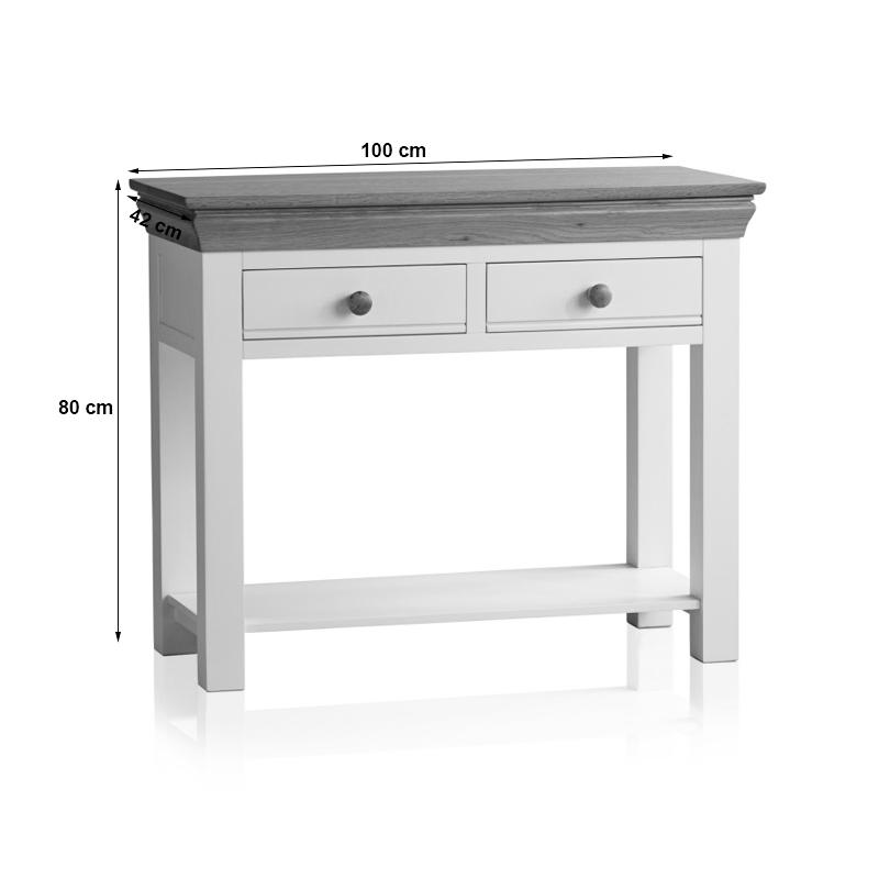Bàn Console 2 Ngăn Kéo Country Cottage Gỗ Sồi Ibie LTO2COUO - Trắng (100 x 42 cm)