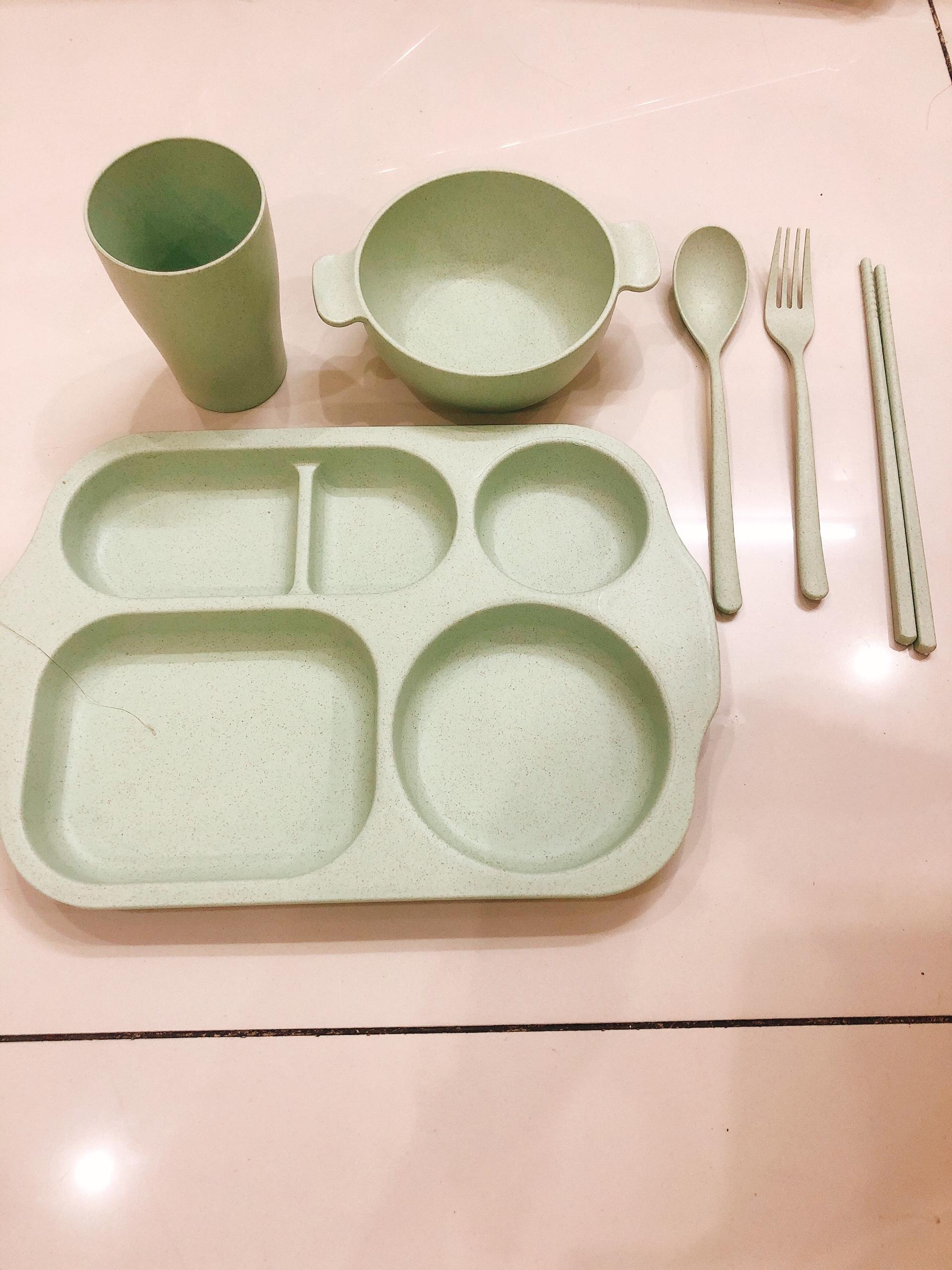 Bộ Khay Đựng Đồ Ăn 6 Món Bằng Lúa Mạch Dễ Thương, Tiện Dụng - Màu Giao Ngẫu Nhiên - Hàng Chất Lượng