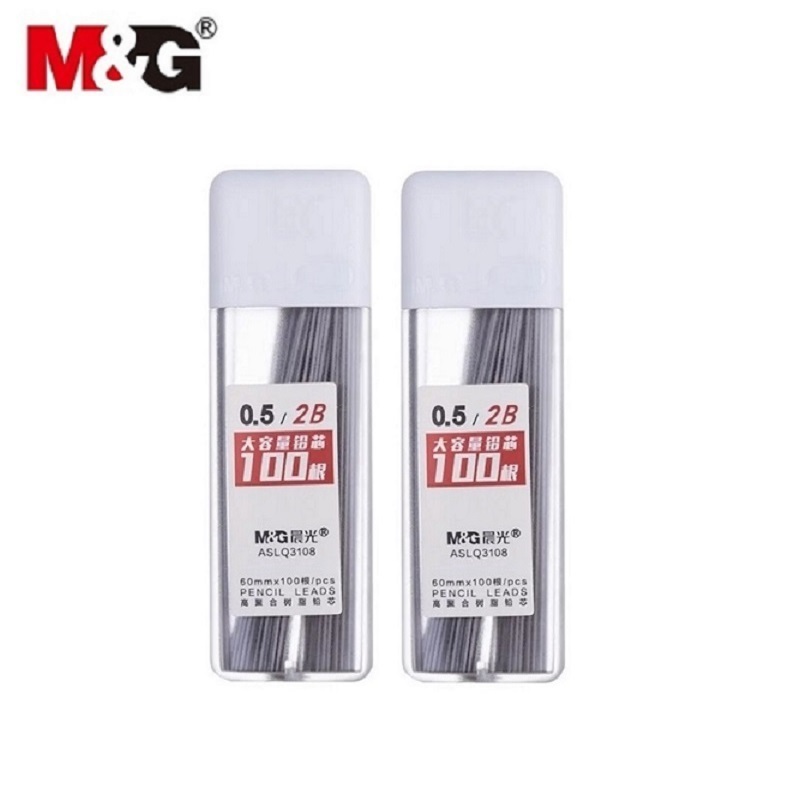 Set 2 hộp ruột chì kim 2B / HB M&amp;G ASLQ3801 / 3108 / 3109 - Ruột chì 3801 nét 0.5mm / 0.7mm