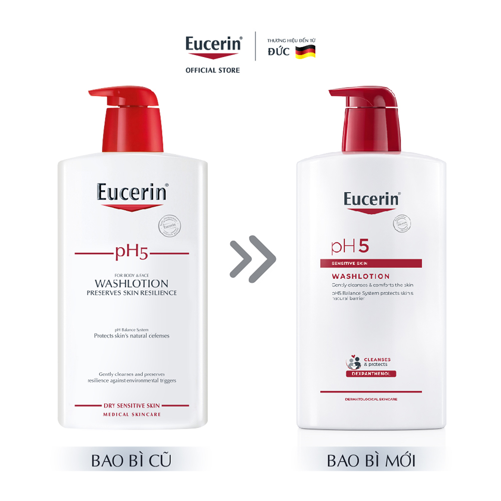 Sữa Tắm & Rửa Mặt Cho Da Nhạy Cảm Eucerin pH5 Sensitive Skin Washlotion 1000ml