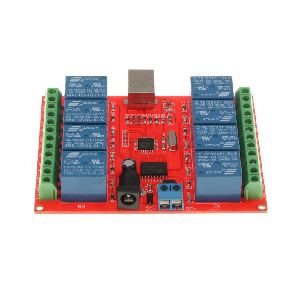 DC 12V 8 Channel Indicator Relay Output Relay Module W/ Panel/USB