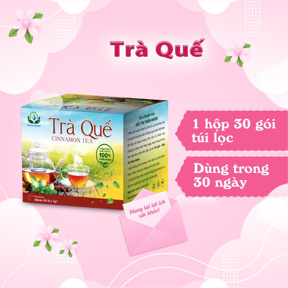 Trà Vỏ Quế hộp 30 Túi Lọc x 3Gram giúp chống cảm lạnh, đầy hơi, giảm mụn của Siêu Thị Thiên Nhiên