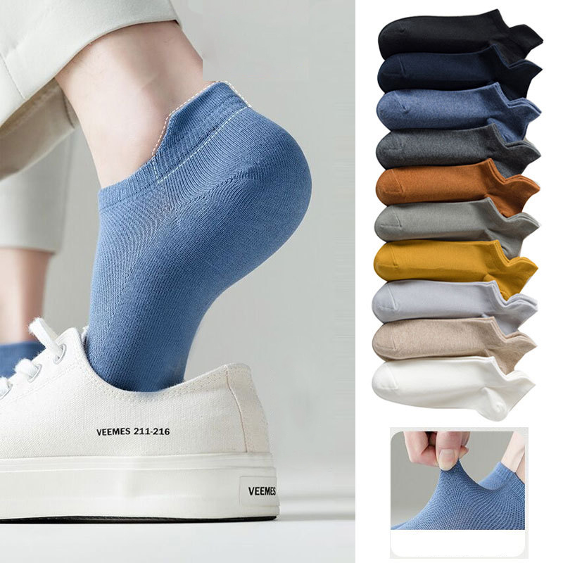 Combo 5 đôi tất nam cổ thấp cotton khử mùi kháng khuẩn co giãn 4 chiều