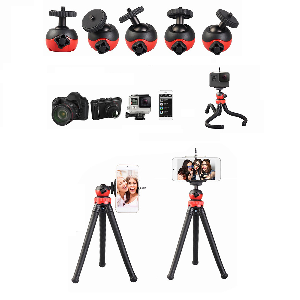 Giá đỡ điện thoại/máy ảnh Selfiecom MT04 dạng tripod 3 chân bạch tuộc uốn dẻo - Hàng chính hãng