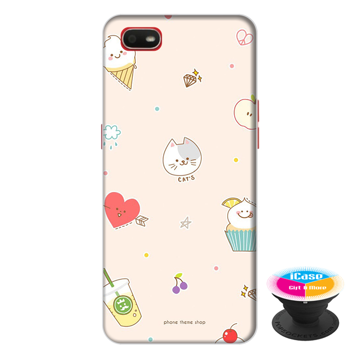 Ốp lưng cho điện thoại Oppo A1K hình Mèo Con tặng kèm giá đỡ điện thoại iCase xinh xắn - Hàng chính hãng