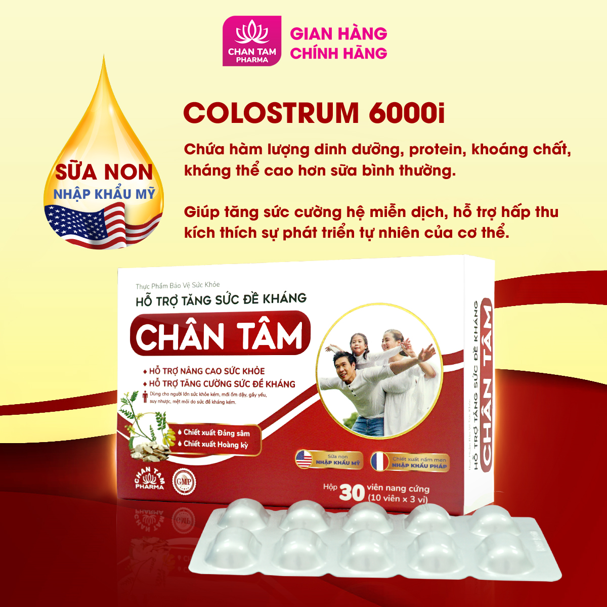 Viên uống tăng sức đề kháng Chân Tâm hỗ trợ giảm mệt mỏi, suy nhược